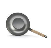 WOK BOMBÉ ACIER CARBONE MINERAL B BOIS - DE BUYER