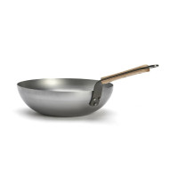 WOK BOMBÉ ACIER CARBONE MINERAL B BOIS - DE BUYER