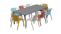 Salon de jardin table meet + 8 fauteuils Fado - Ezpeleta