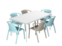 Salon de jardin table meet + 6 fauteuils Fado - Ezpeleta