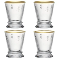 COFFRET DE 4 GOBELETS ABEILLE LISERÉ OR - LA ROCHERE