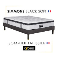 Ensemble Hôtellerie - Matelas black soft SIMMONS + Sommier tapissier Arberi