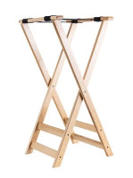 Porte-plateau pliant en bois clair + Plateau ovale en fibre de verre
