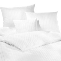 Housse de couette Blanche bandes satin - LYON