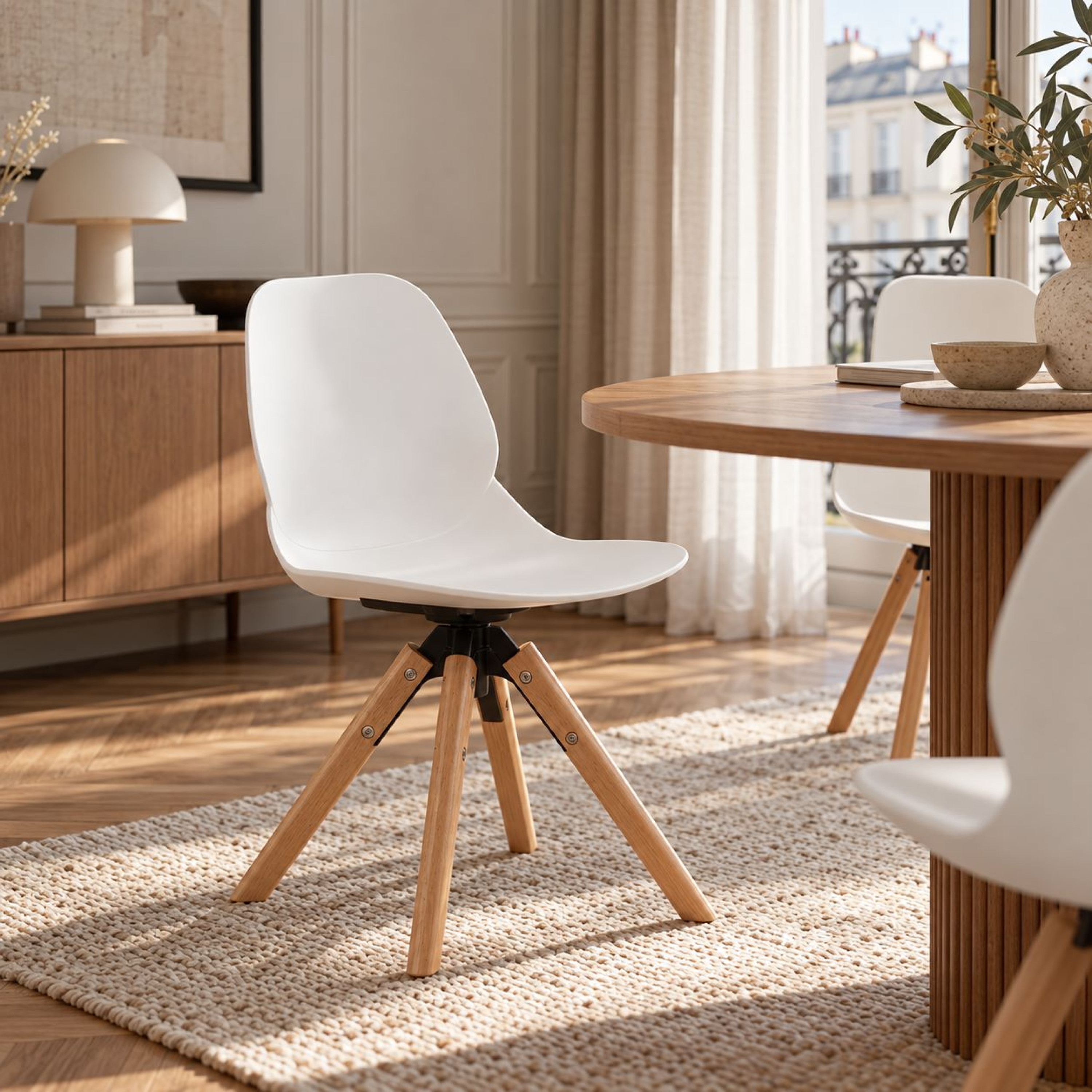 Chaise pivotante 360° Noa - Noir ou blanc
