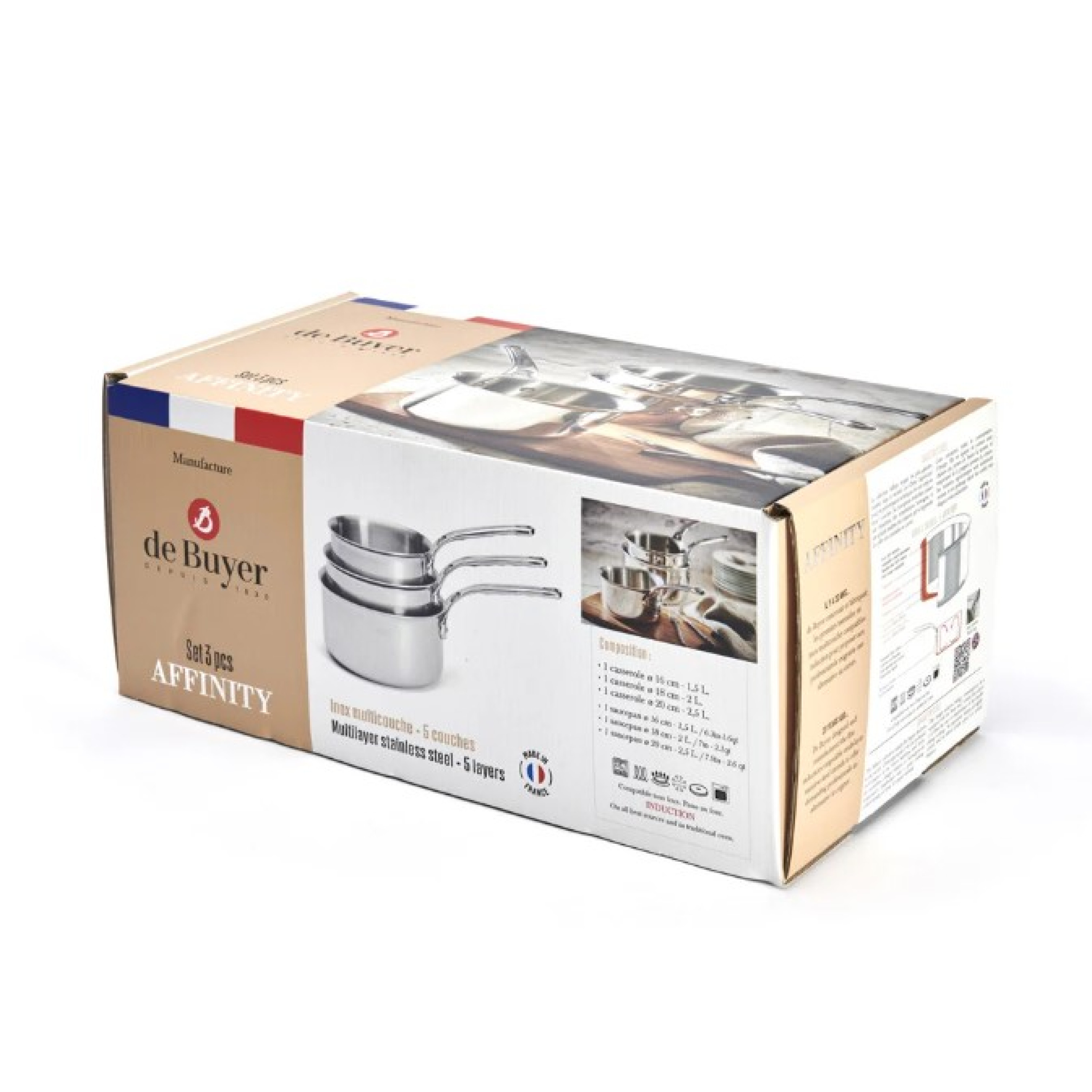 SET 3 CASSEROLES INOX AFFINITY - DE BUYER