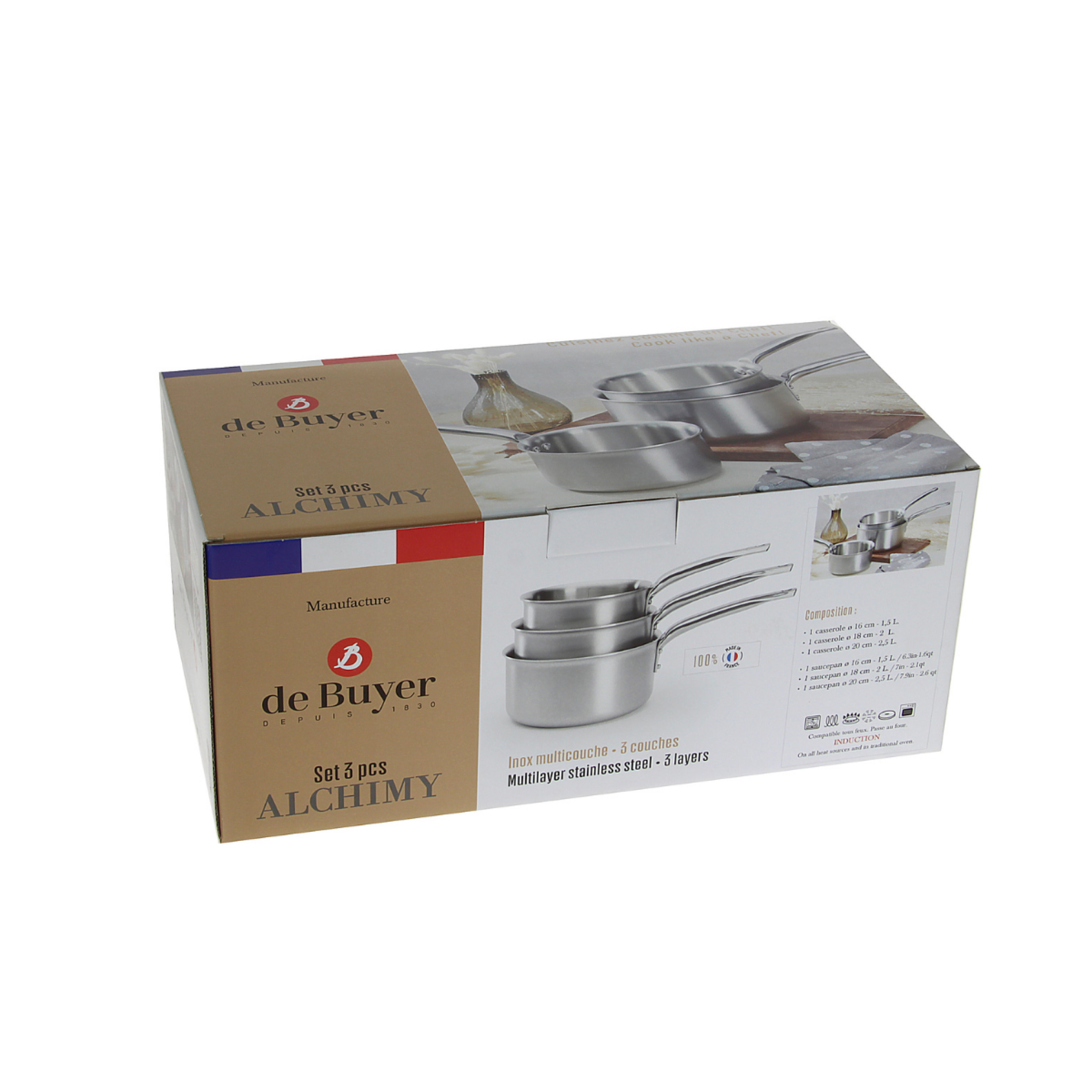 SET 3 CASSEROLES INOX ALCHIMY - DE BUYER