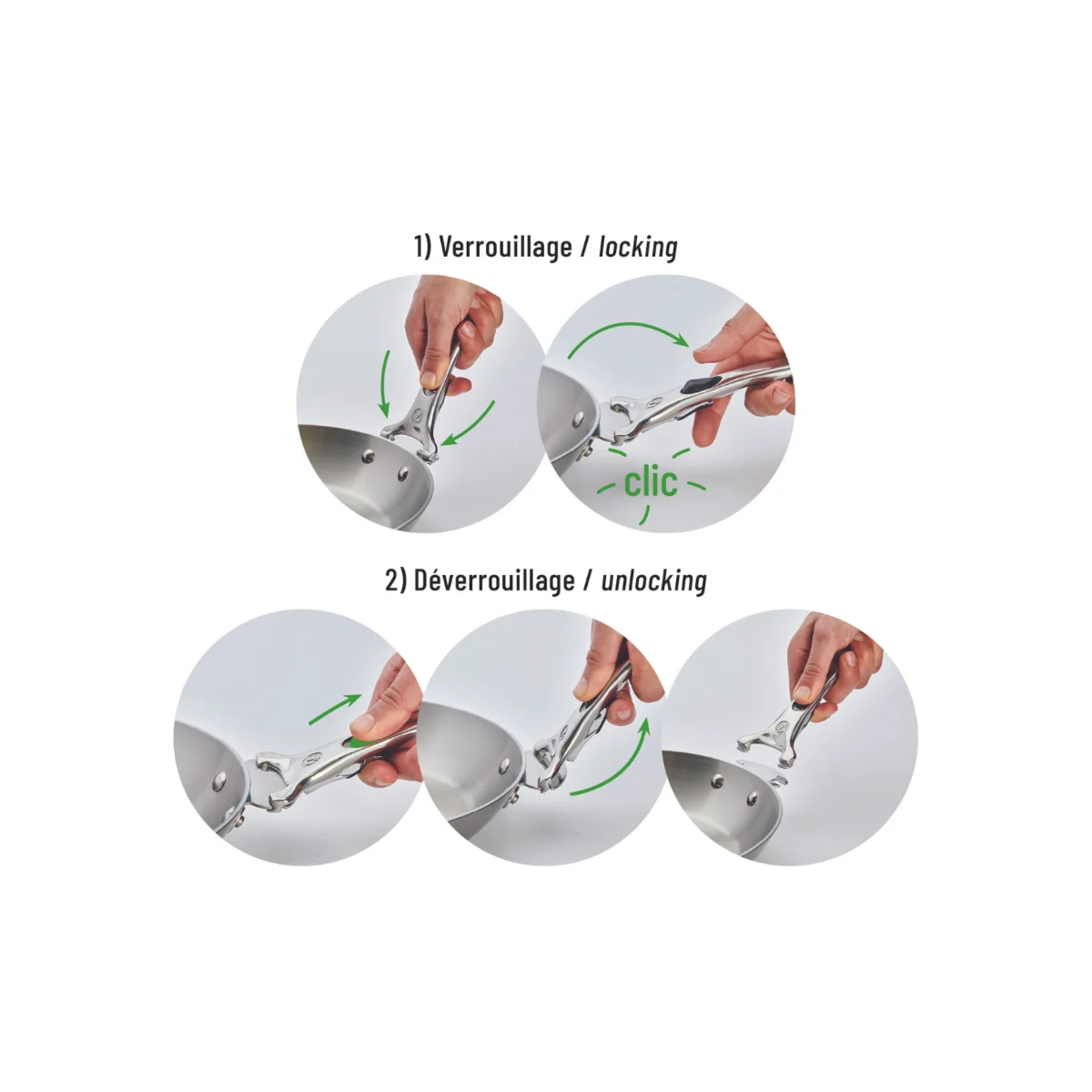 POIGNÉE AMOVIBLE FONTE INOX LOQY - DE BUYER
