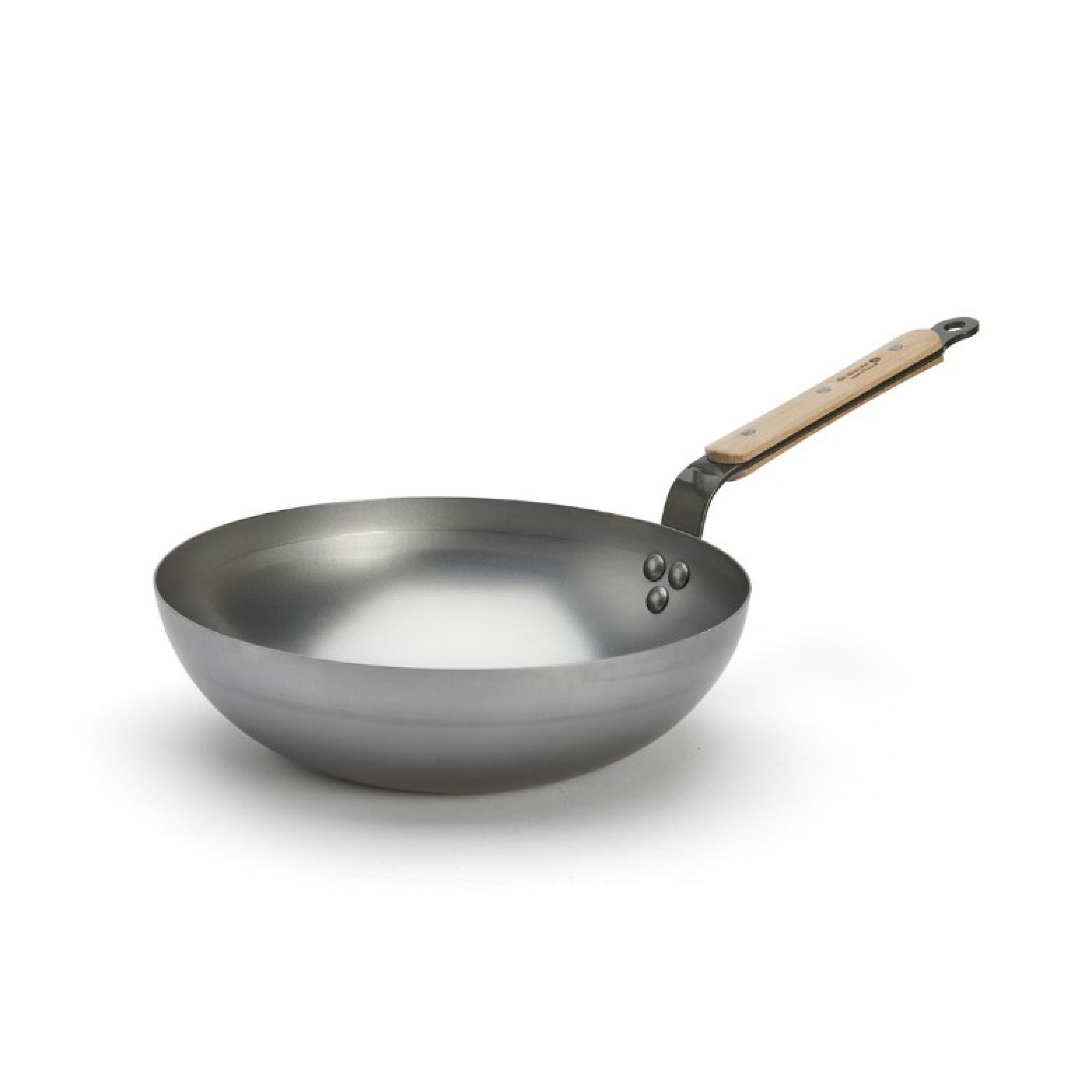 WOK BOMBÉ ACIER CARBONE MINERAL B BOIS - DE BUYER