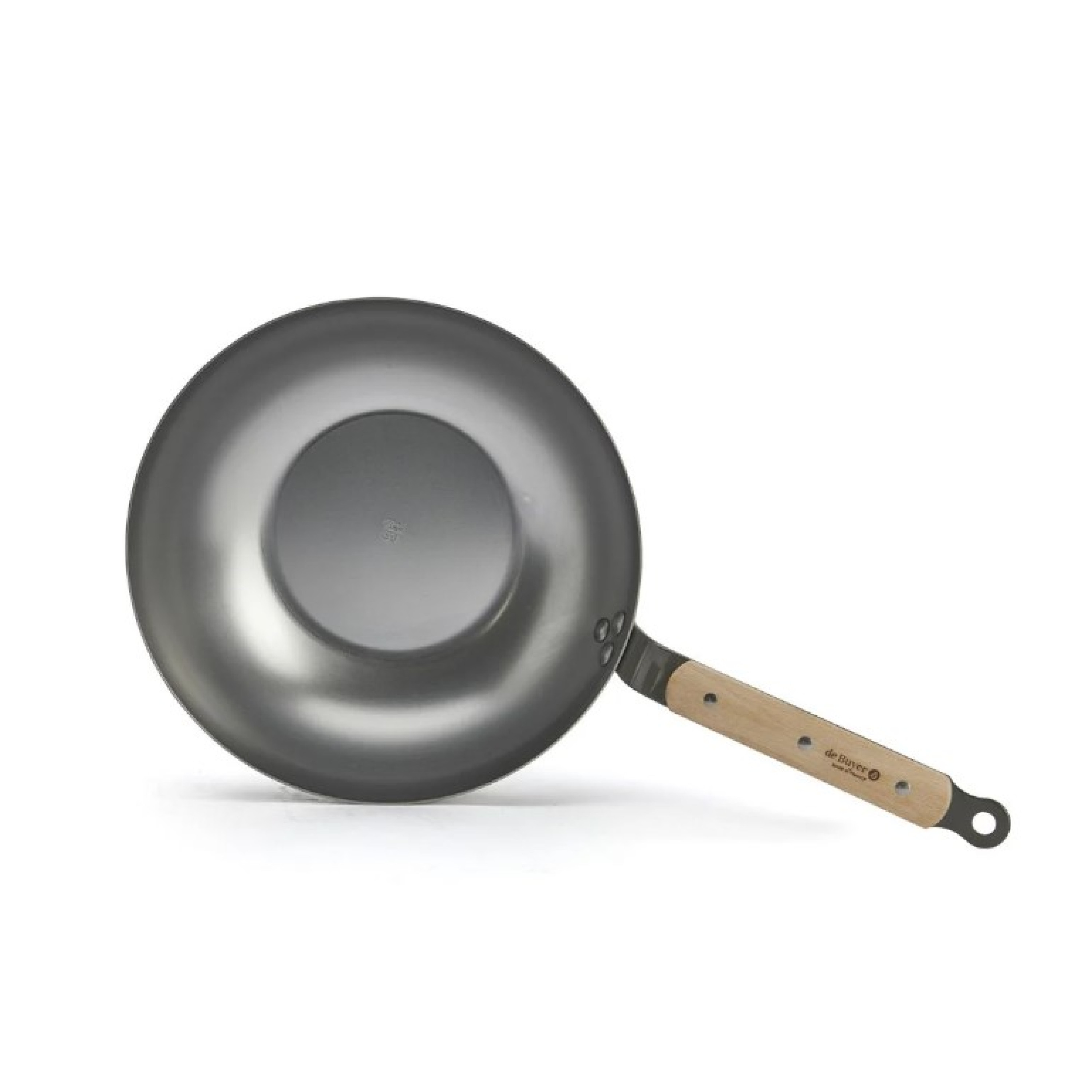 WOK BOMBÉ ACIER CARBONE MINERAL B BOIS - DE BUYER