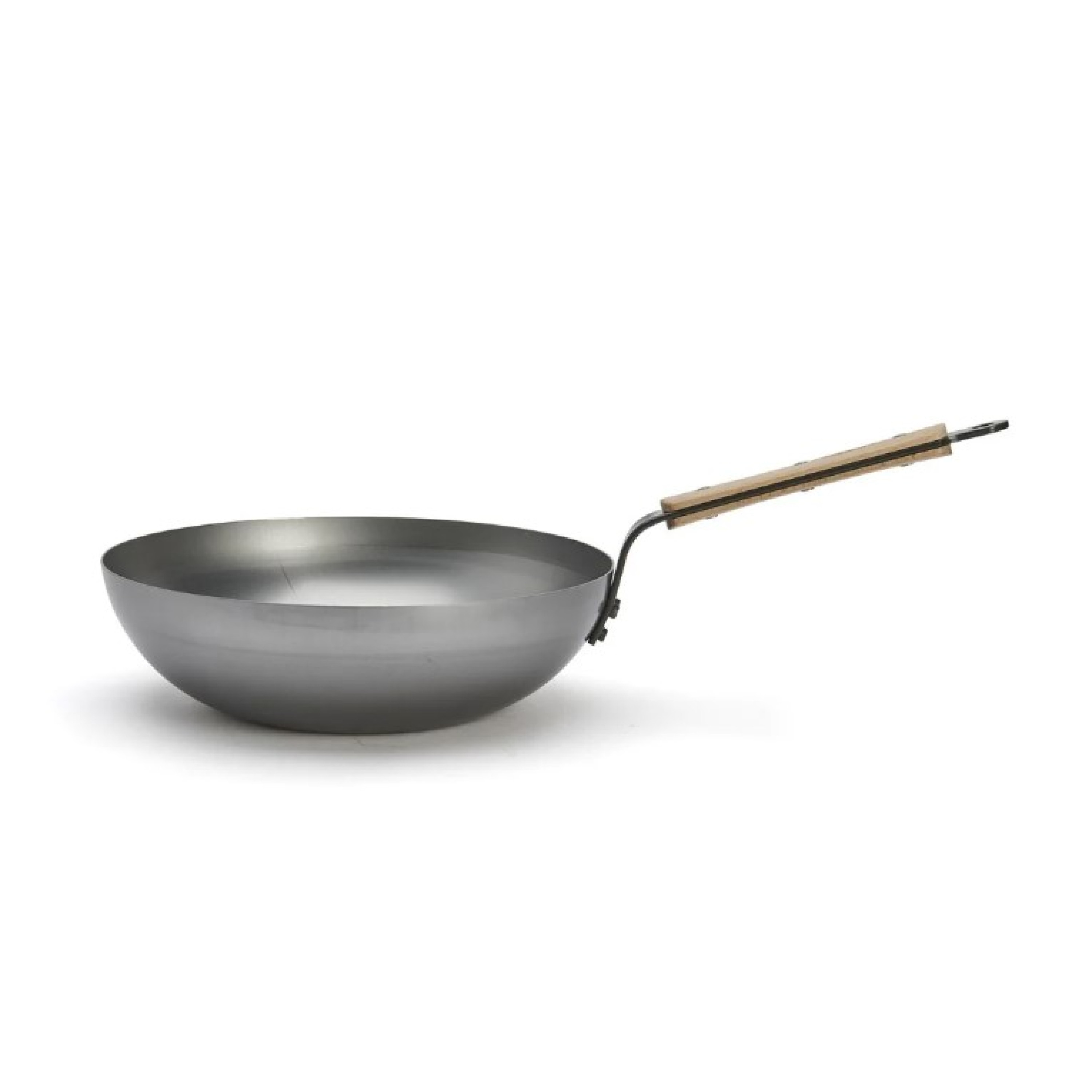 WOK BOMBÉ ACIER CARBONE MINERAL B BOIS - DE BUYER