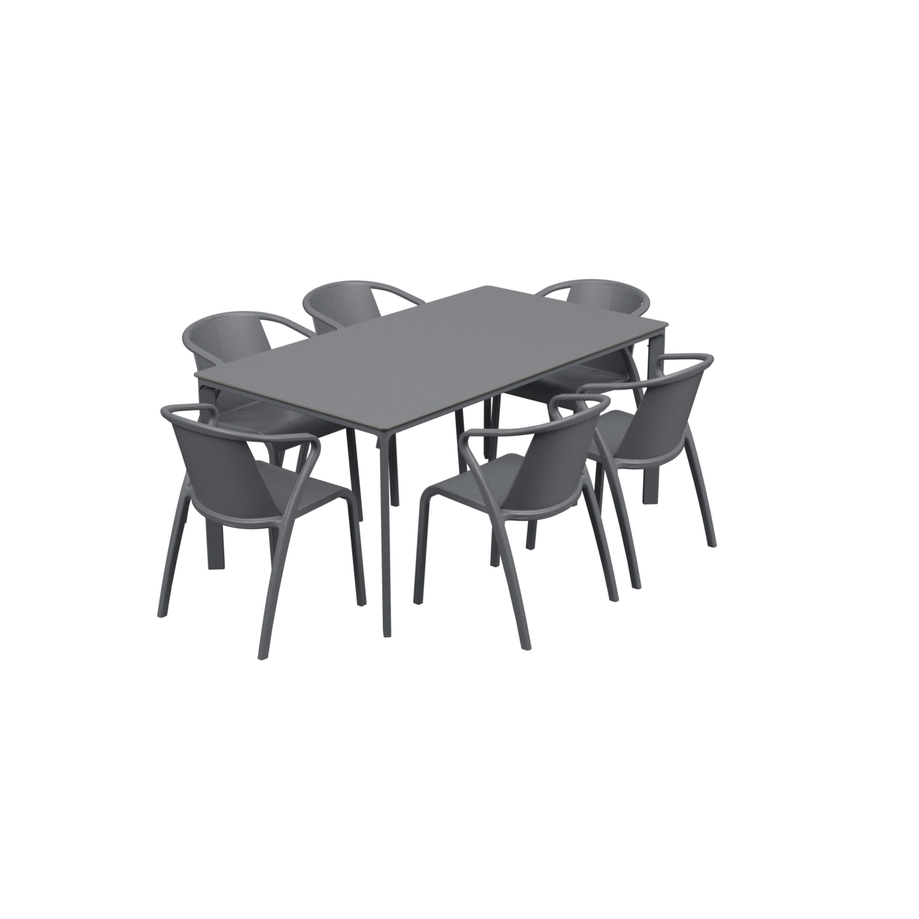 Salon de jardin table meet + 6 fauteuils Fado - Ezpeleta