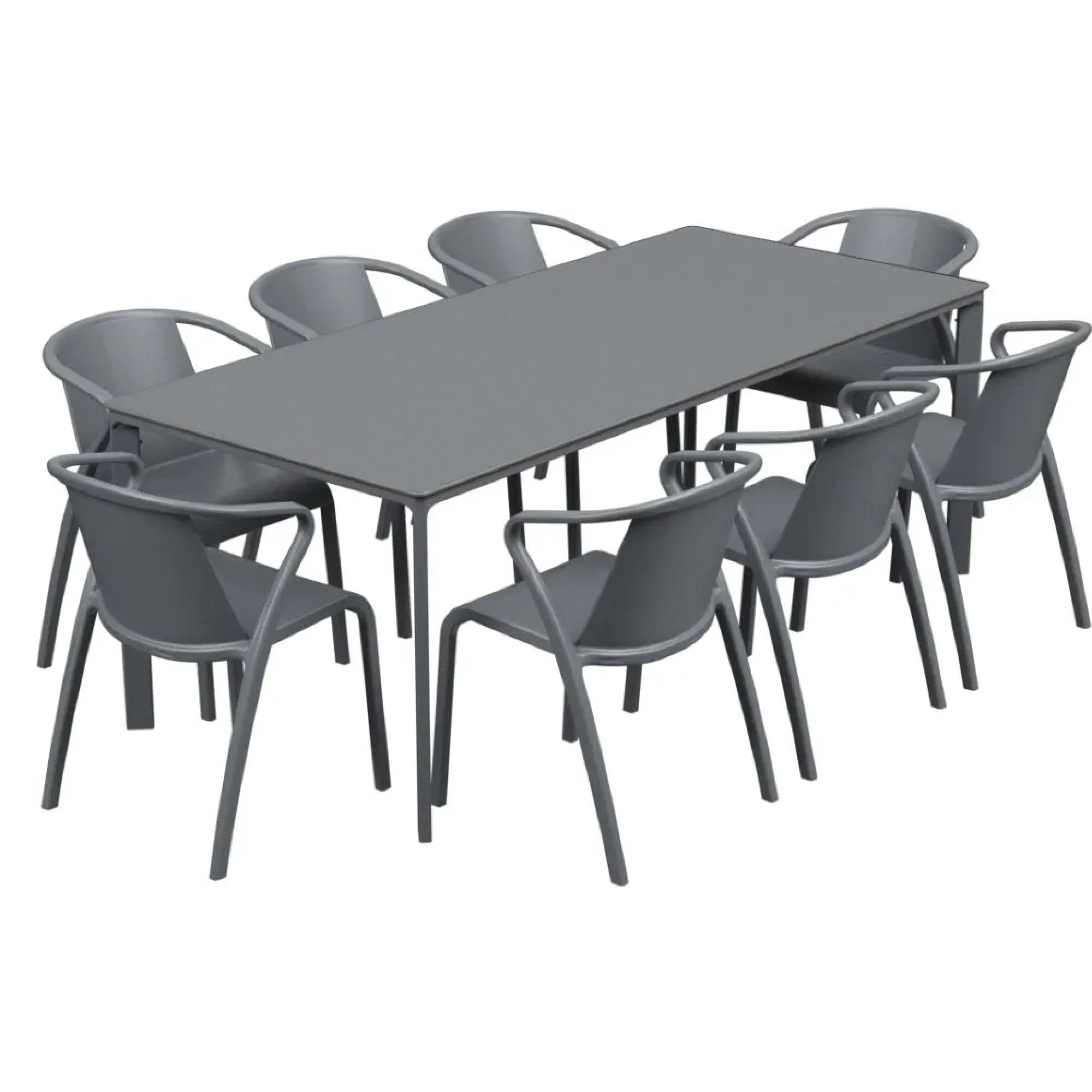 Salon de jardin table meet + 8 fauteuils Fado empilables - Ezpeleta