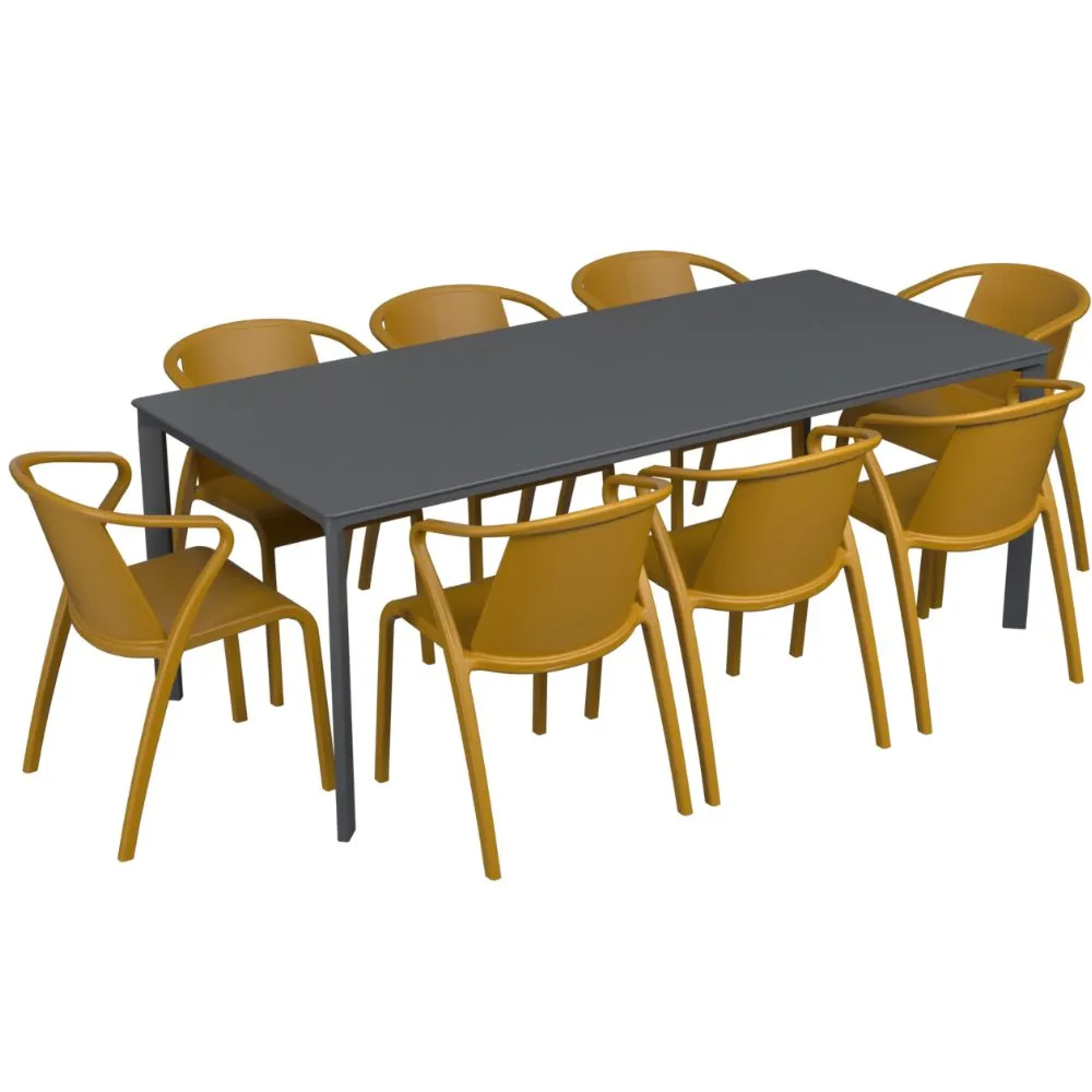 Salon de jardin table meet + 8 fauteuils Fado empilables - Ezpeleta