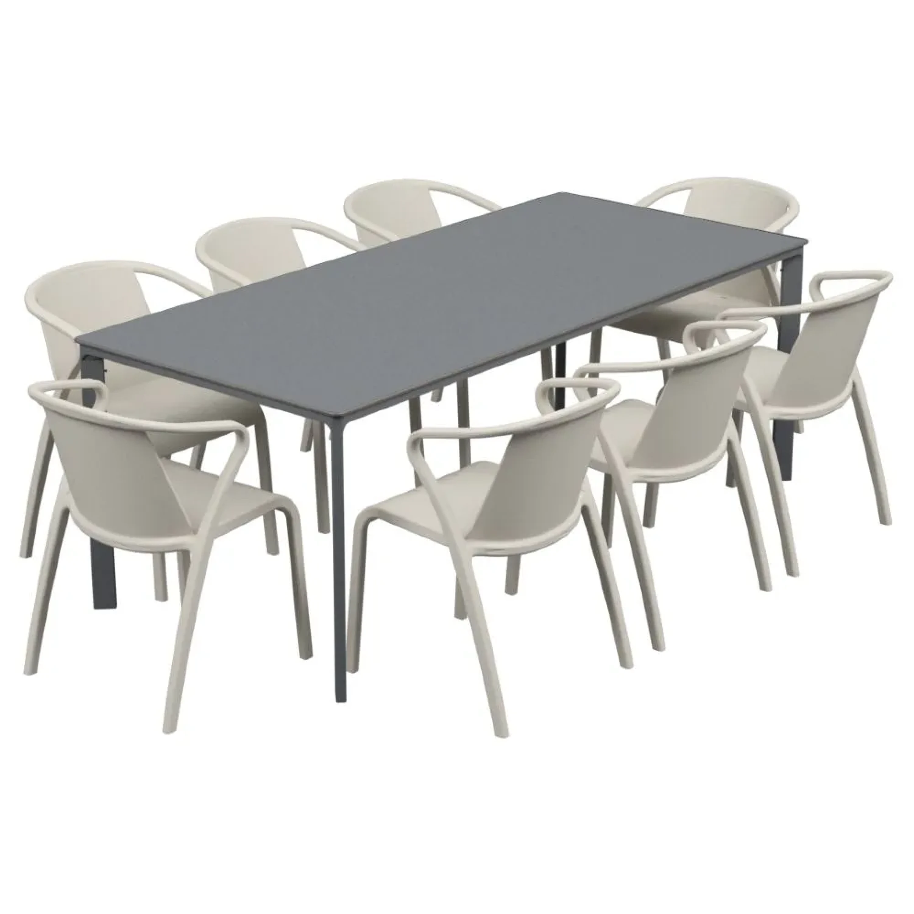 Salon de jardin table meet + 8 fauteuils Fado empilables - Ezpeleta