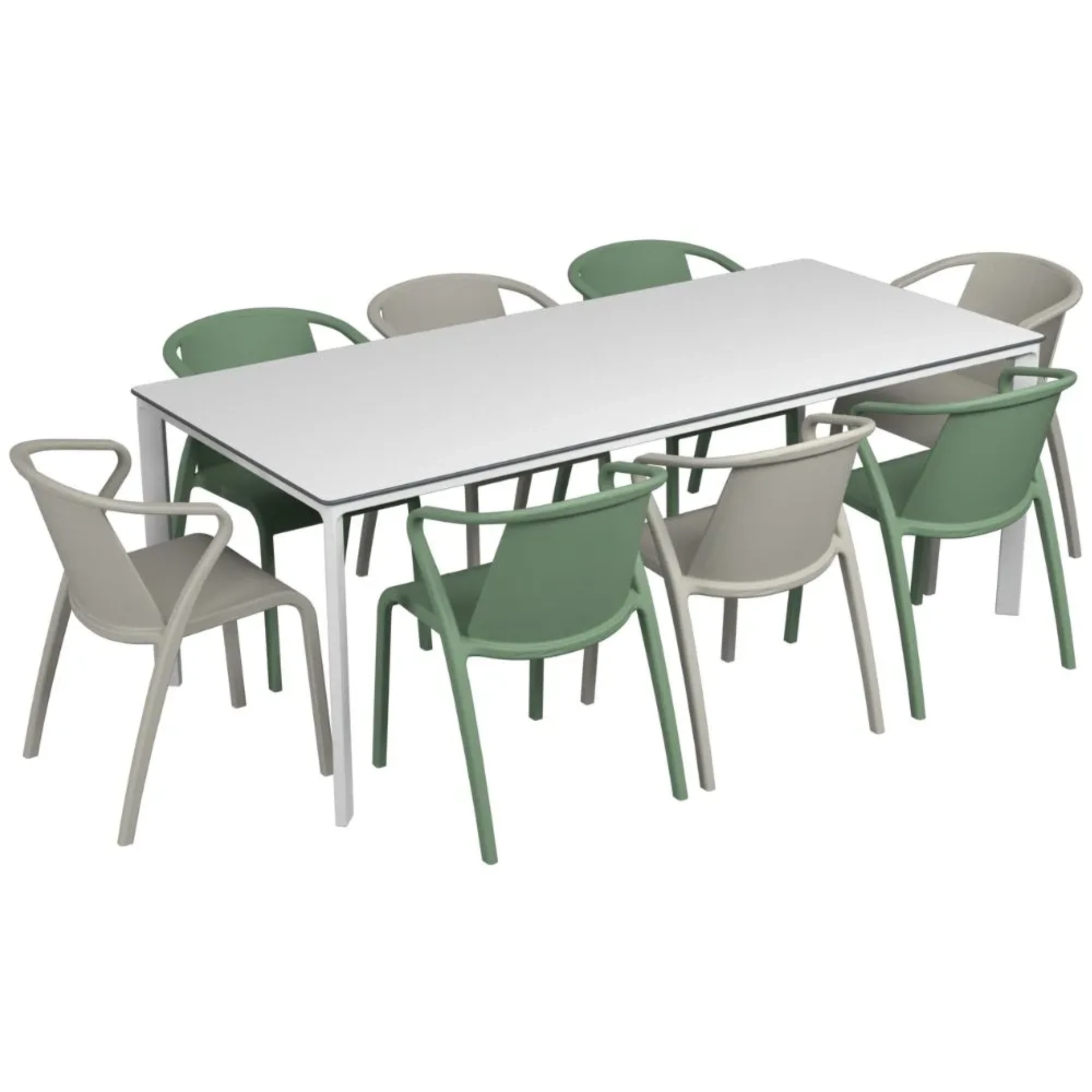 Salon de jardin table meet + 8 fauteuils Fado empilables - Ezpeleta