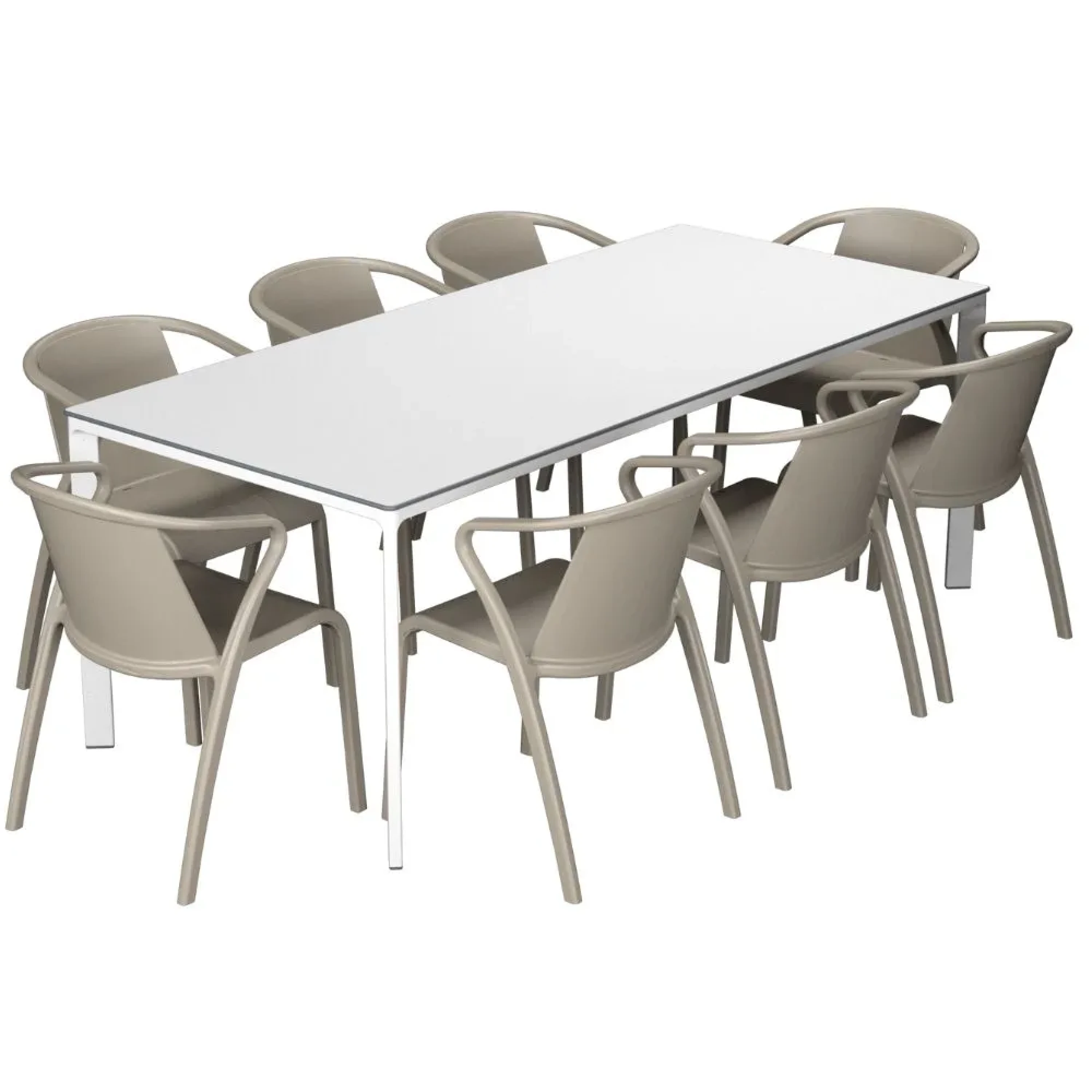 Salon de jardin table meet + 8 fauteuils Fado empilables - Ezpeleta