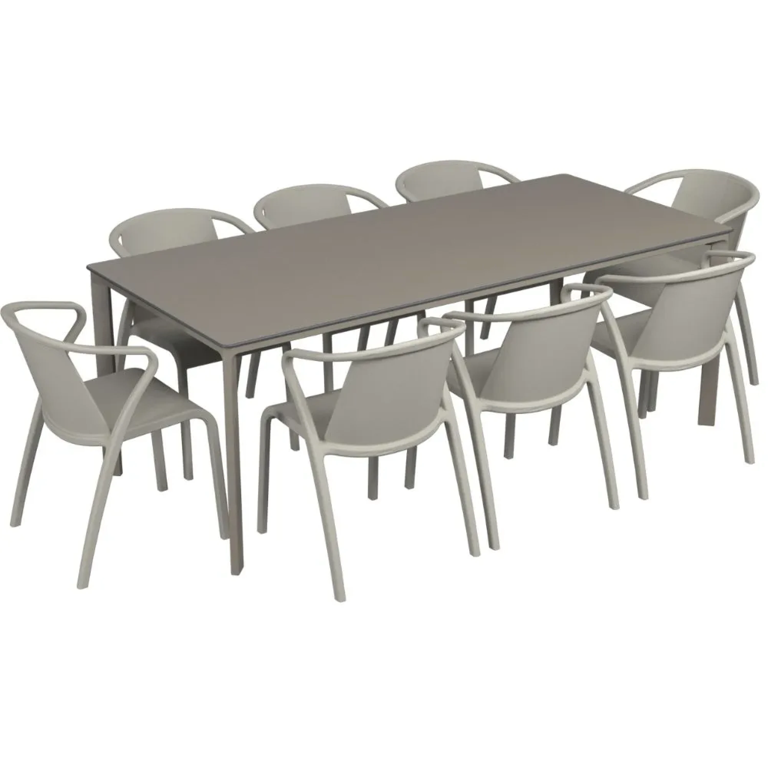 Salon de jardin table meet + 8 fauteuils Fado empilables - Ezpeleta
