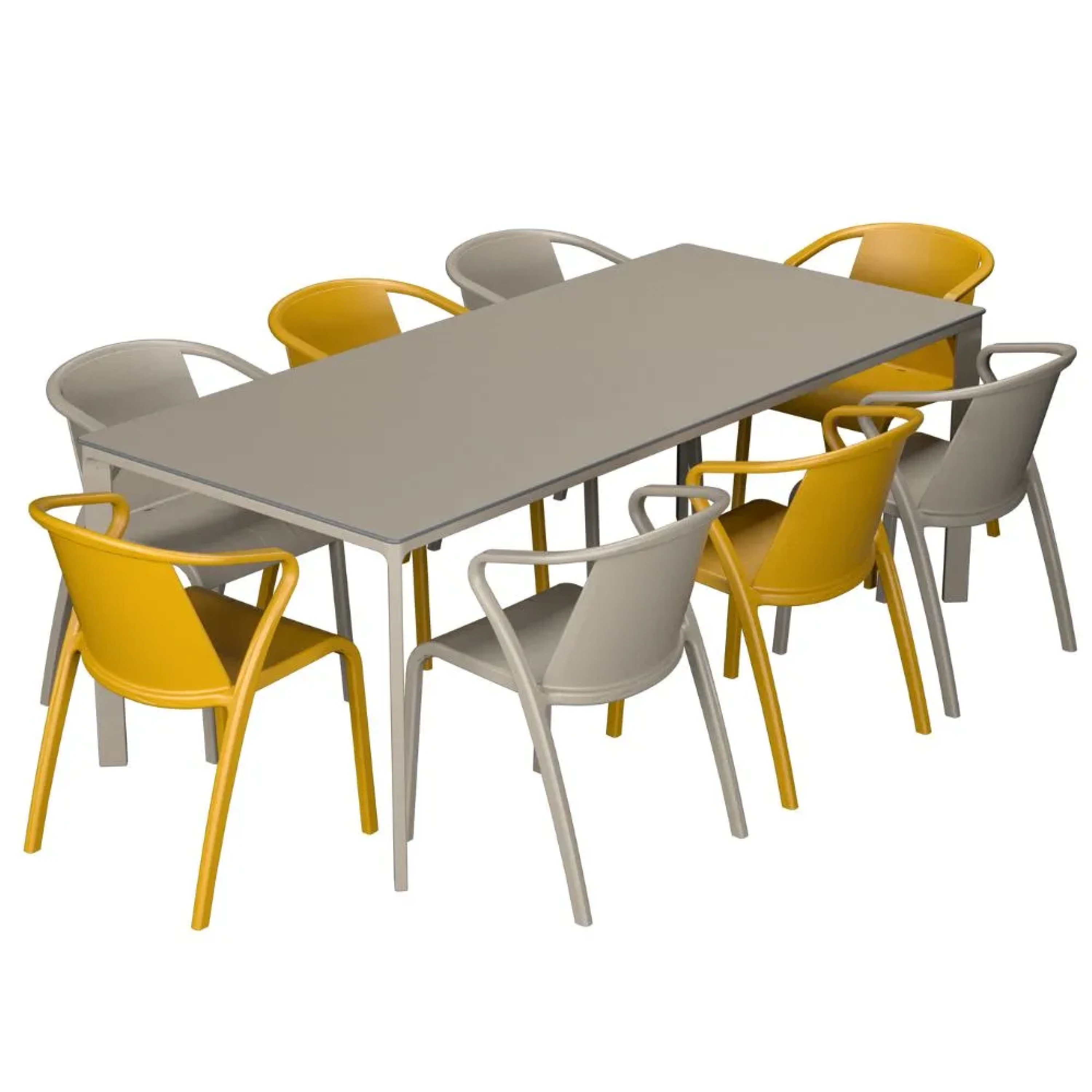 Salon de jardin table meet + 8 fauteuils Fado empilables - Ezpeleta