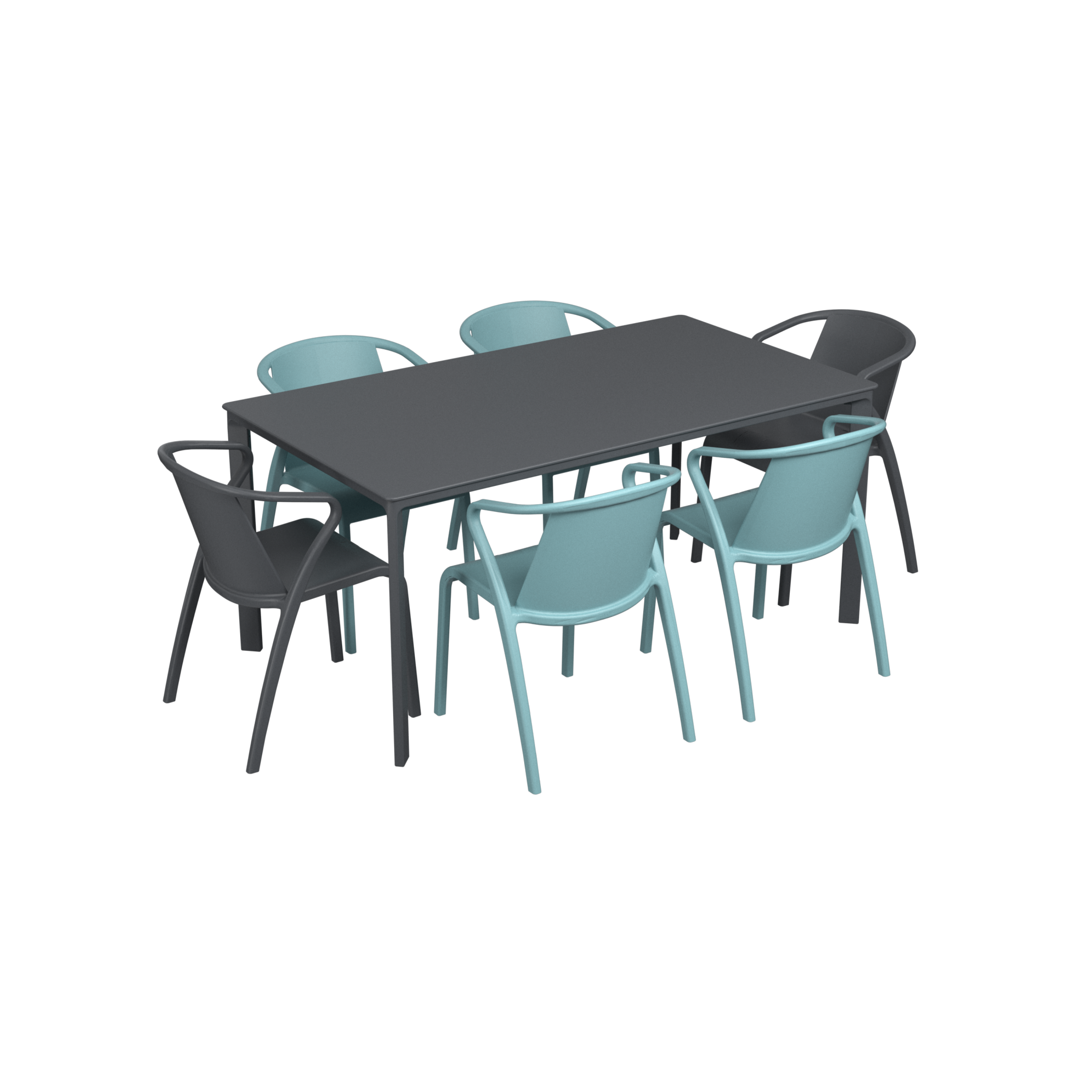 Salon de jardin table meet + 6 fauteuils Fado - Ezpeleta