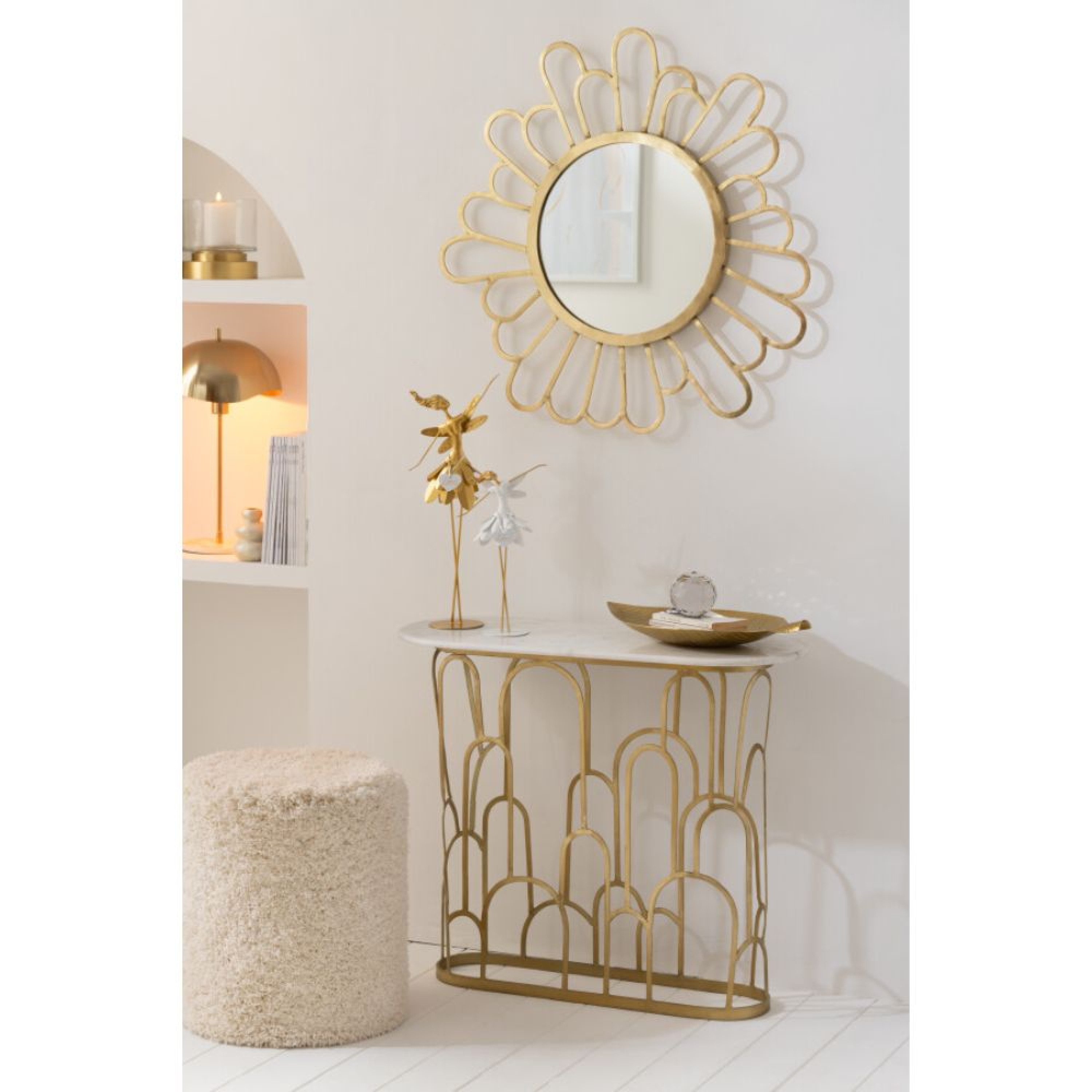 MIROIR FLEUR OR DIAM 90CM