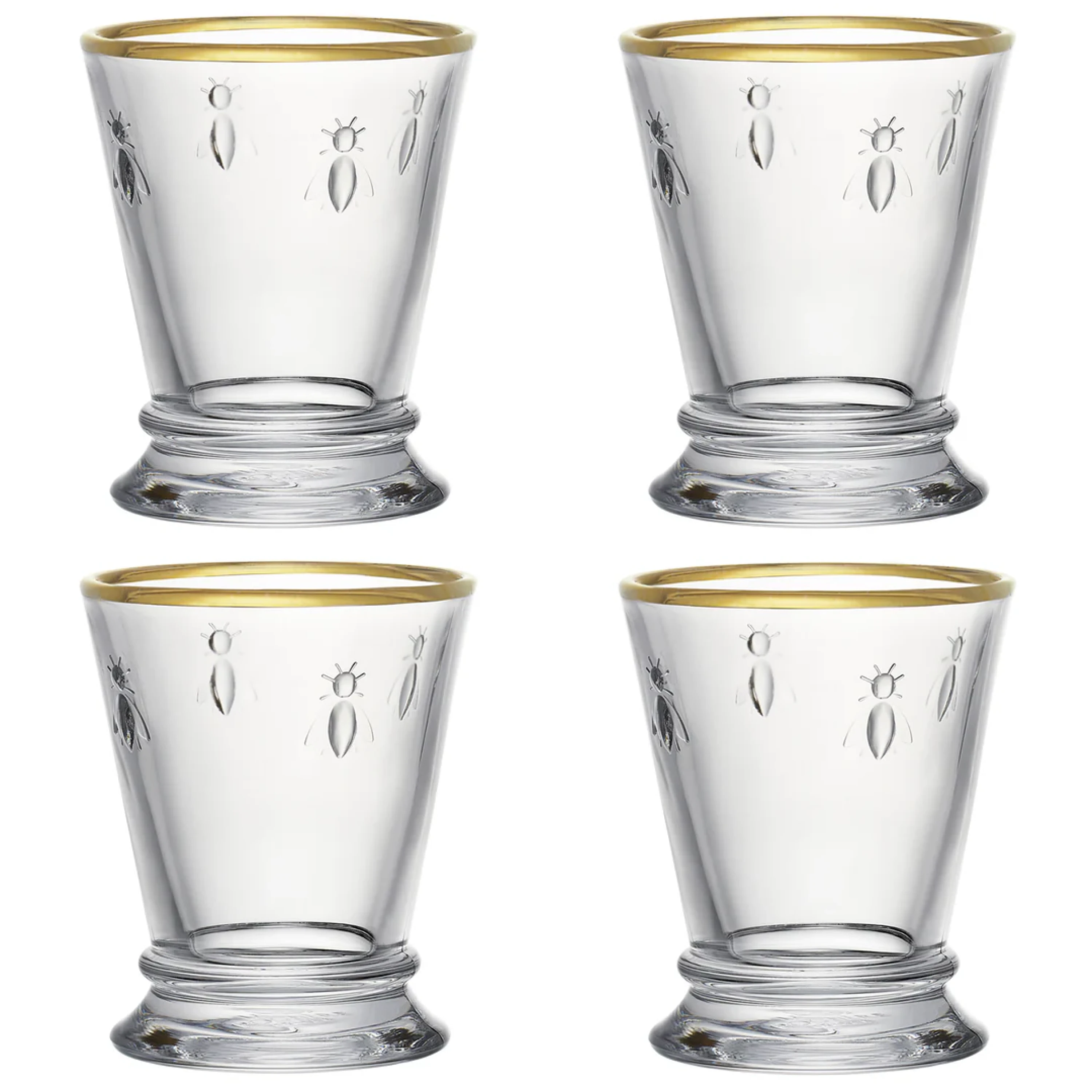 COFFRET DE 4 GOBELETS ABEILLE LISERÉ OR - LA ROCHERE