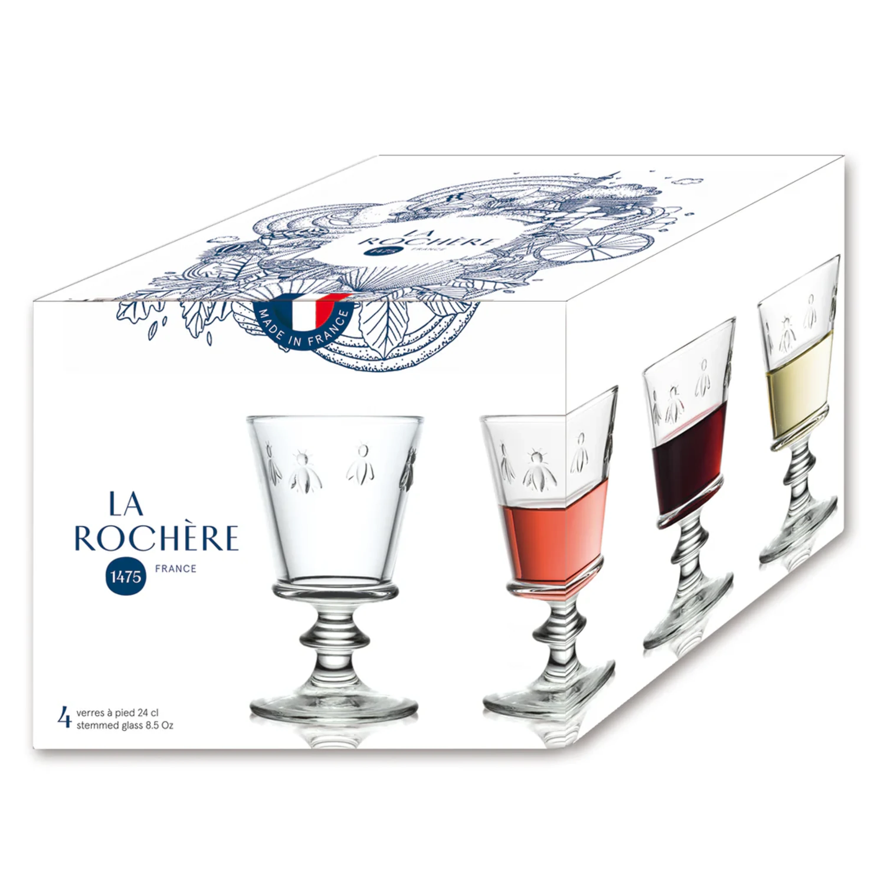 4 verres à vin ABEILLE - La Rochère