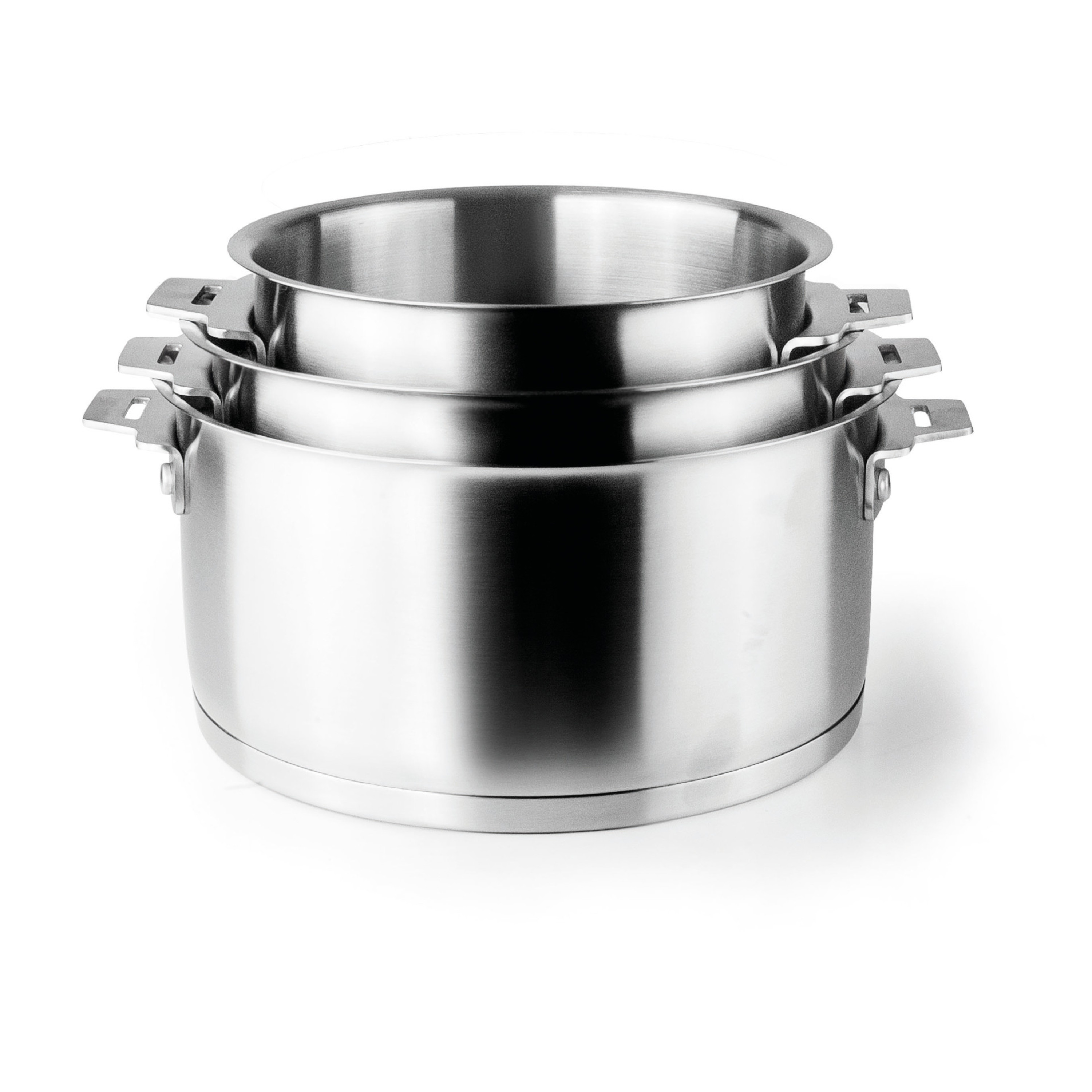 SET 3 CASSEROLES INOX AVEC POIGNEE AMOVIBLE - COMBI