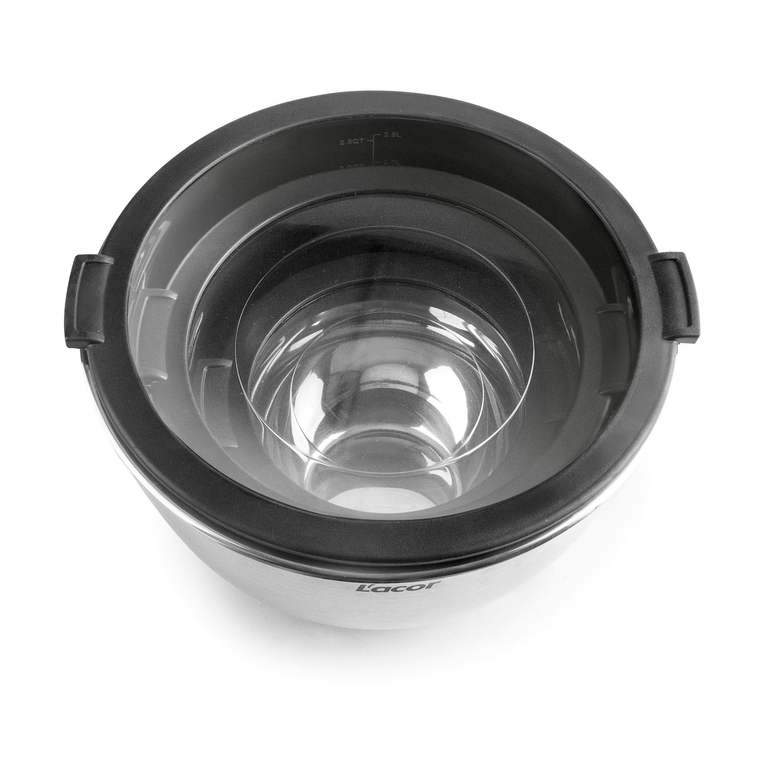 Ensemble de 3 bols en inox avec couvercle transparent