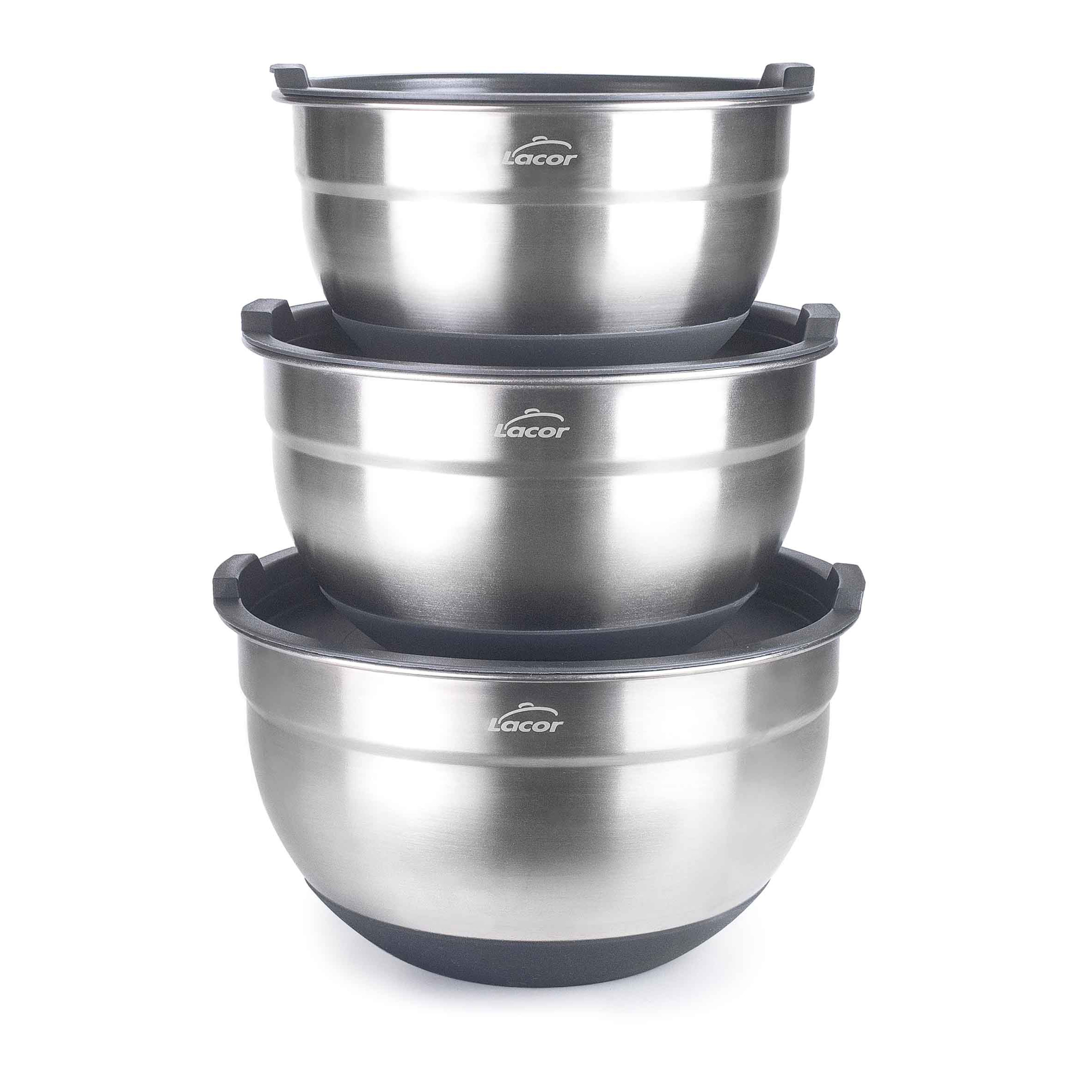 Ensemble de 3 bols en inox avec couvercle