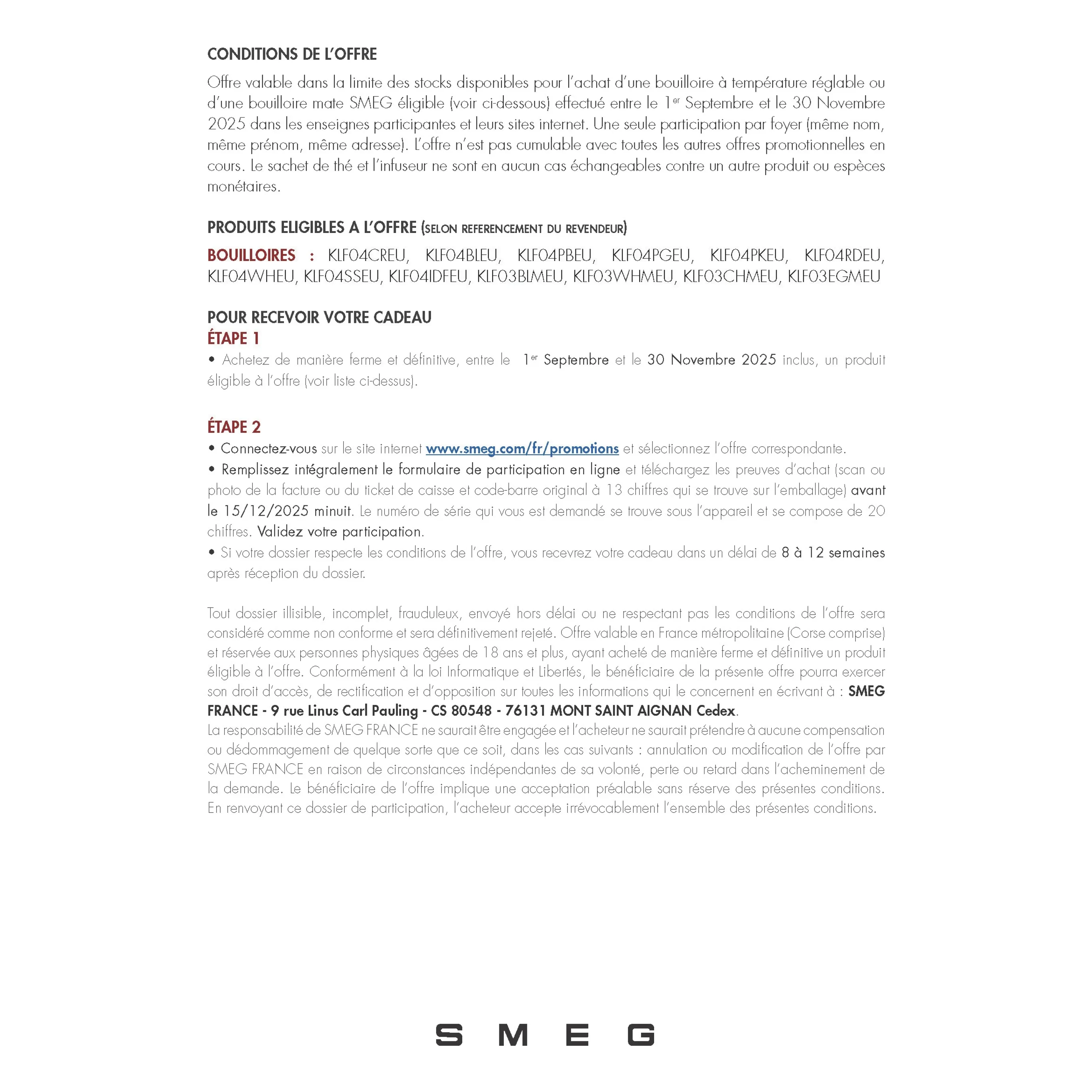 SMEG - Bouilloire réglable années 50 KLF04