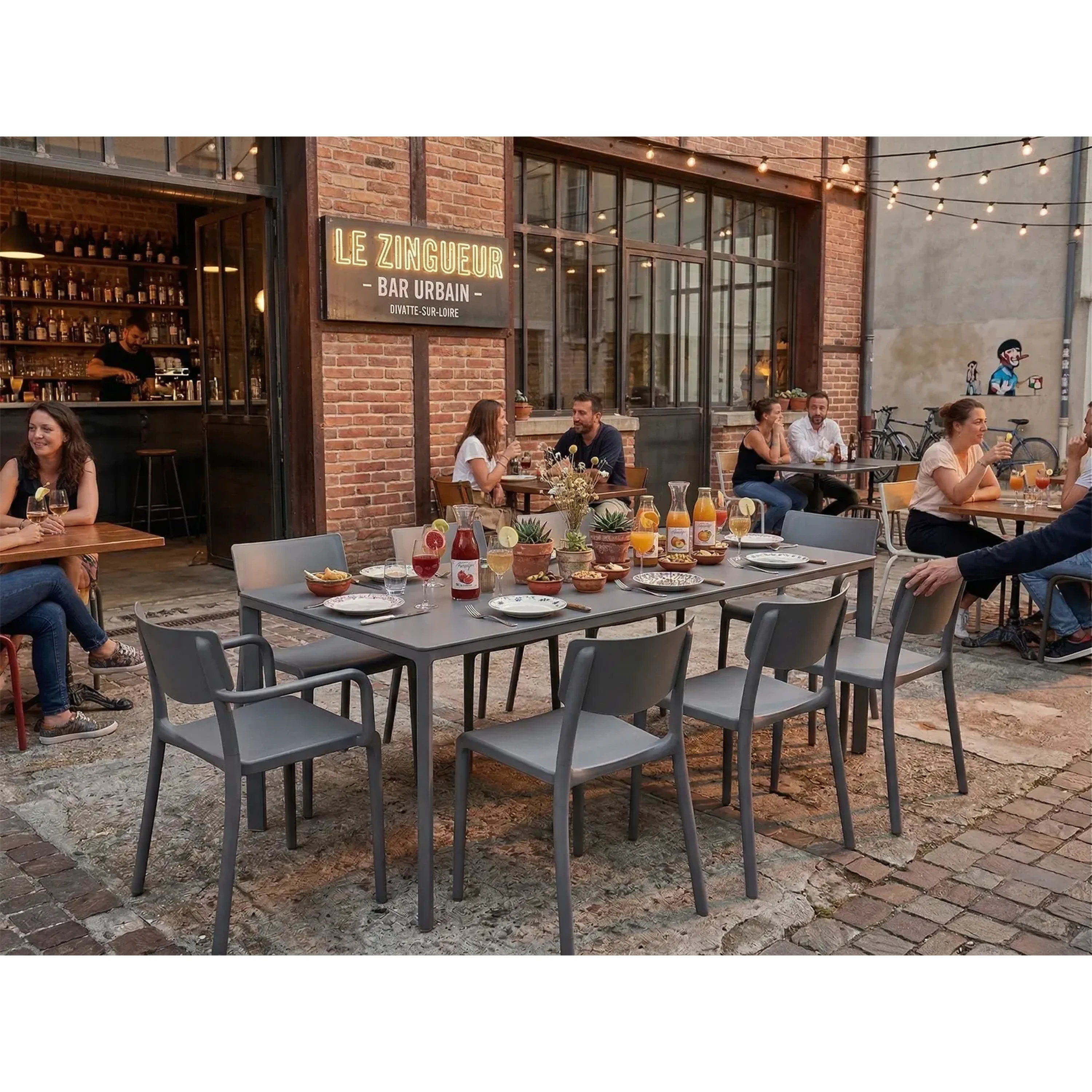 Salon de jardin table meet + 6 chaises Town + 2 fauteuils Town - Ezpeleta