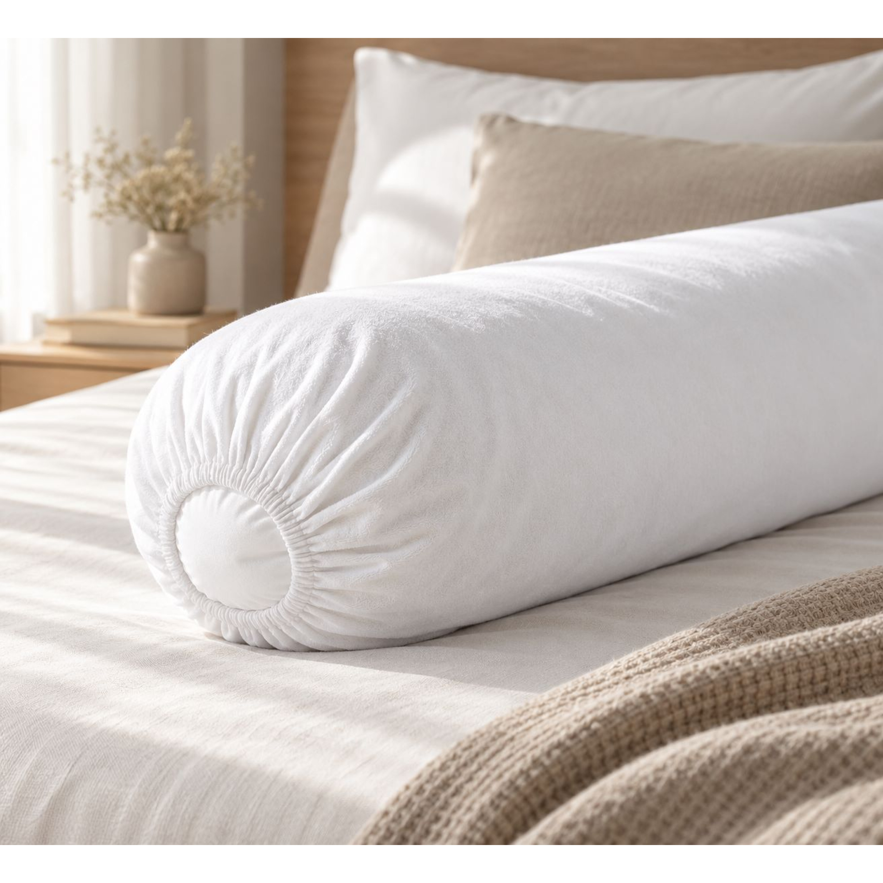 Sous-taies de protection de traversins en molleton absorbant