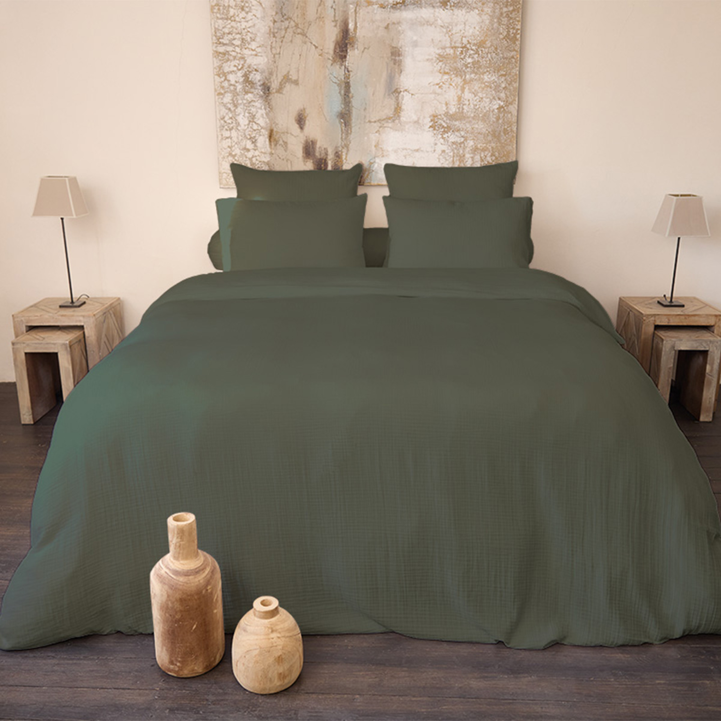 Housse de couette double gaze de coton - Cassis