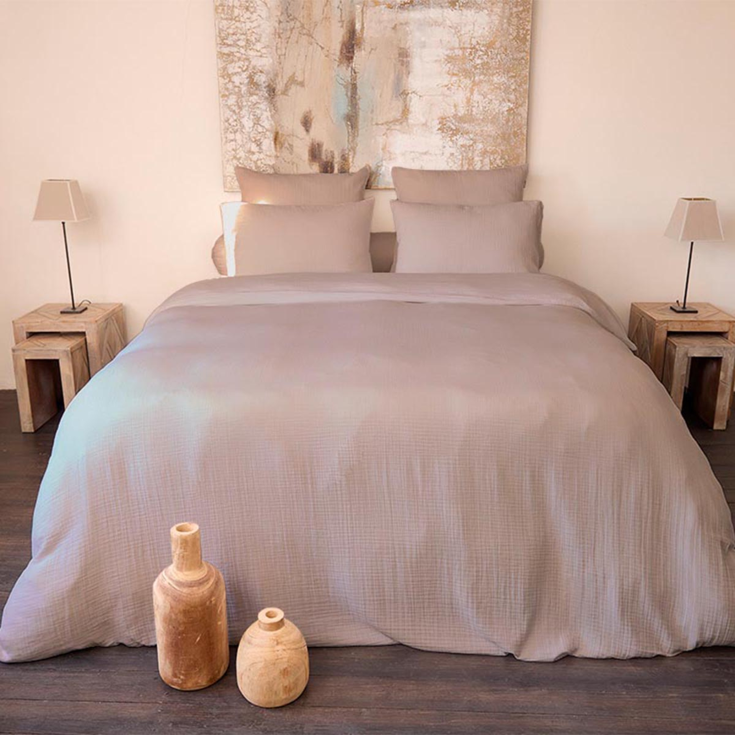 Parure de lit  Double Gaze de coton - Cassis