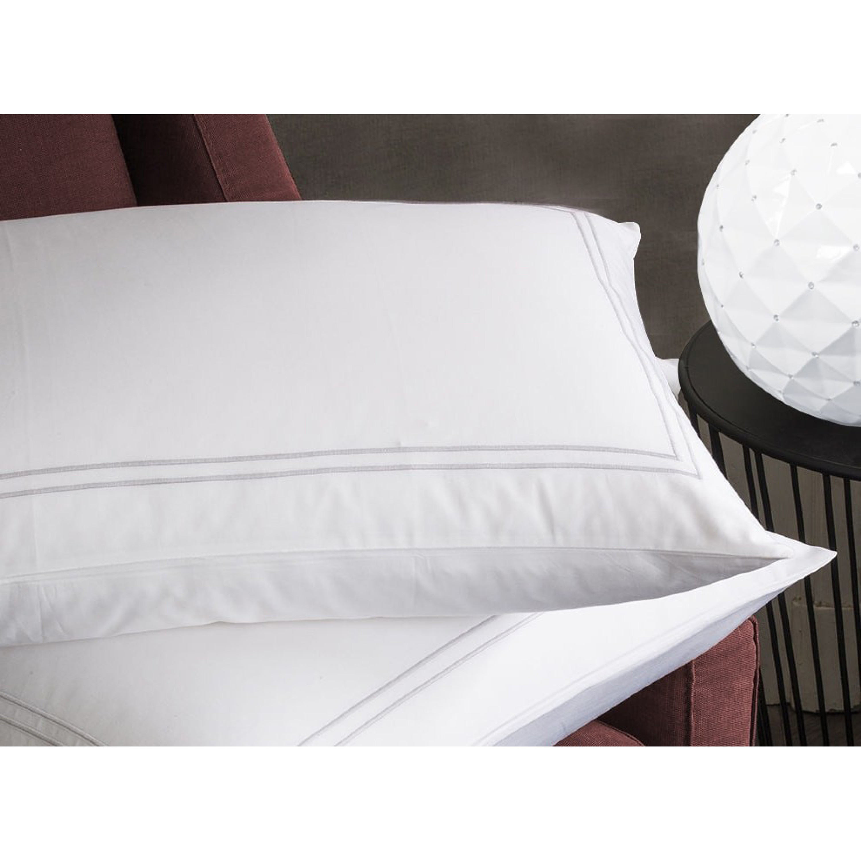 2 Taies d'oreiller double bourdon blanc - PALACE