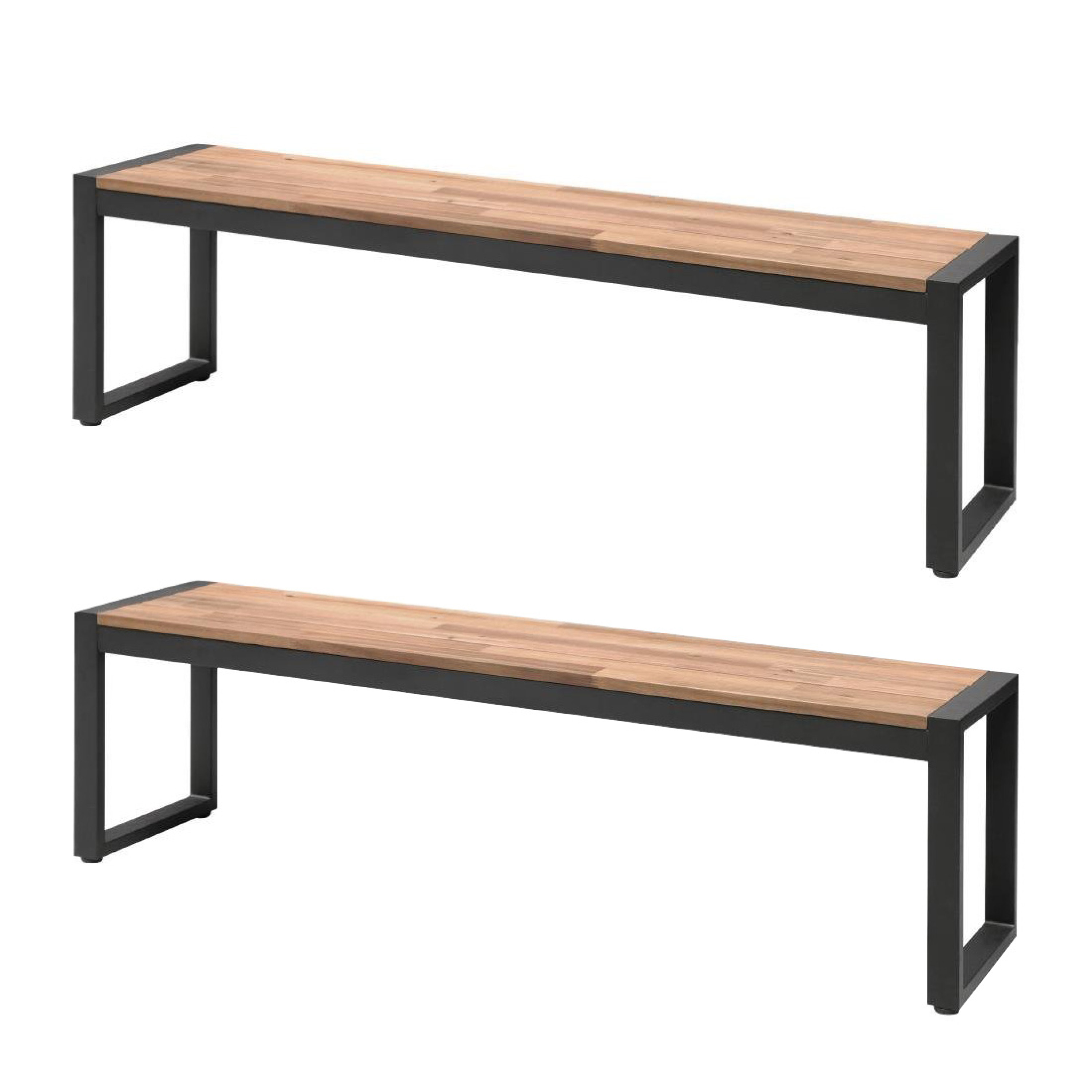 Lot De 2 Bancs En Acier Et Acacia Ds158
