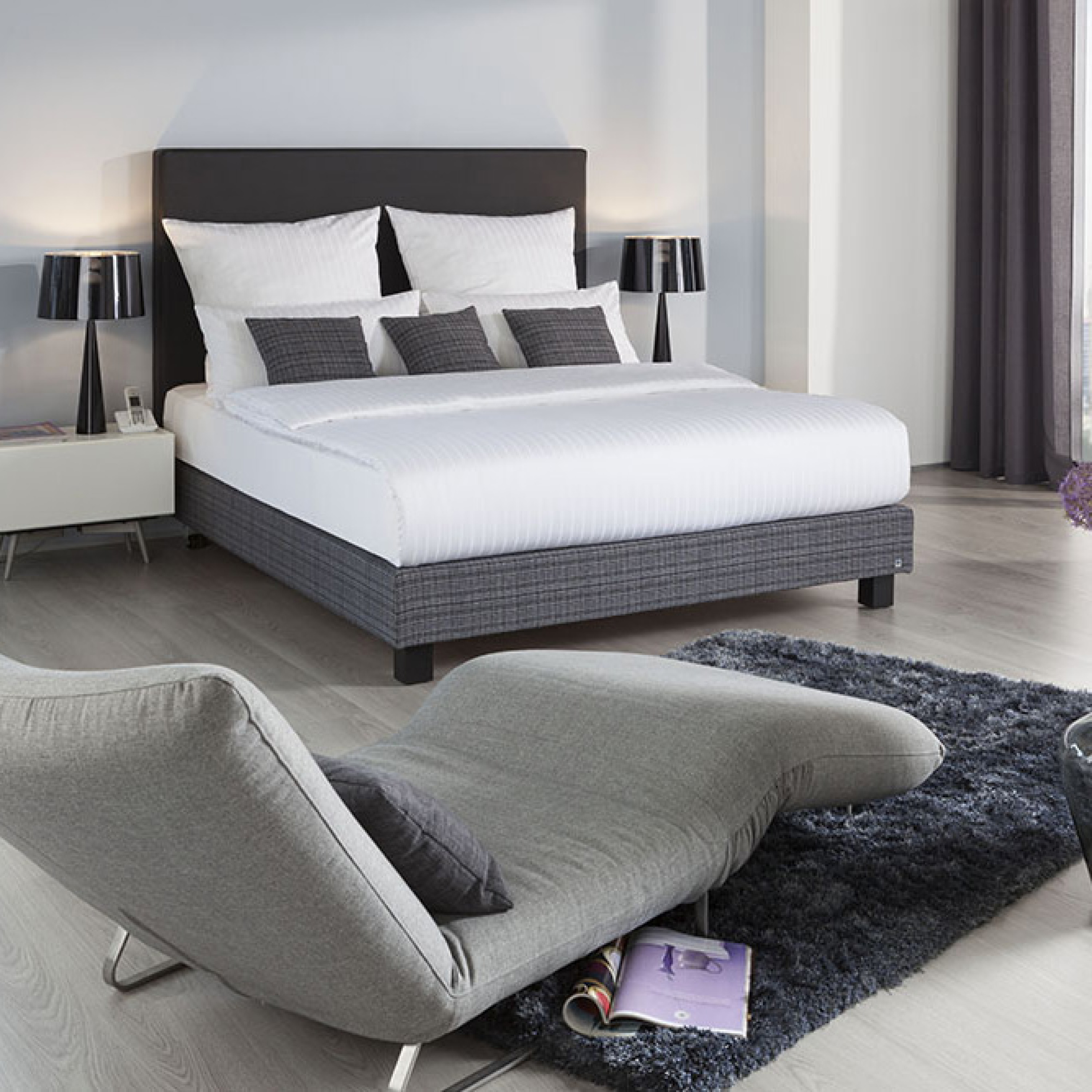 Housse de couette Blanche bandes satin - LYON