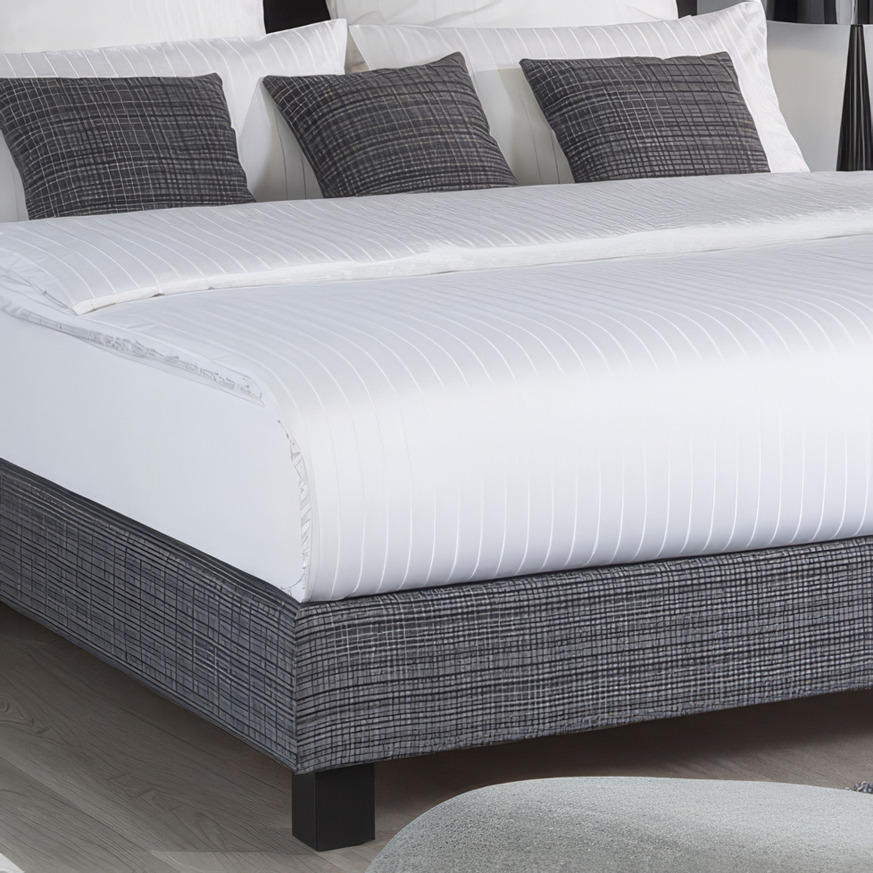Housse de couette Blanche bandes satin - LYON