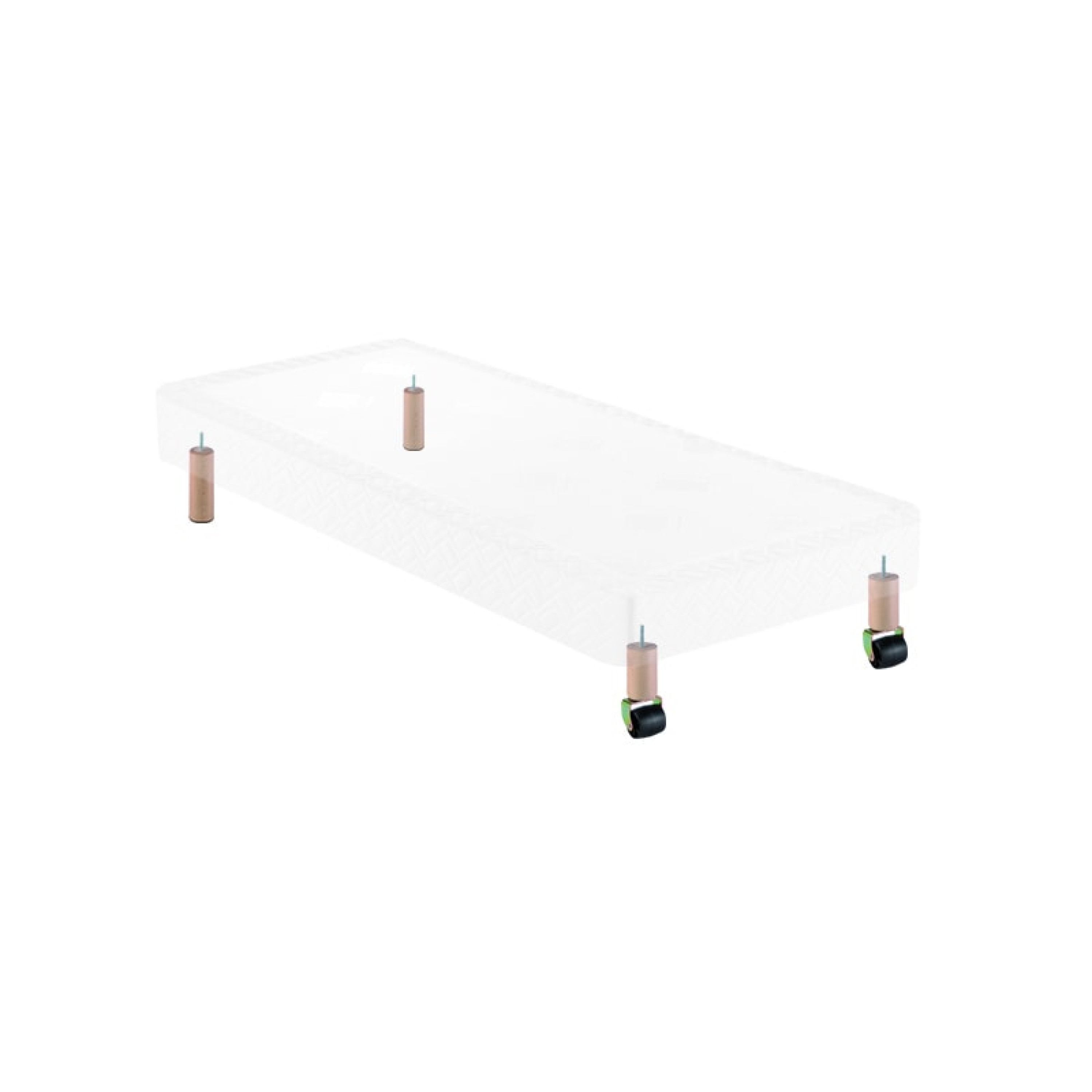 Lot de pieds de sommier cylindriques avec roulettes - FBF