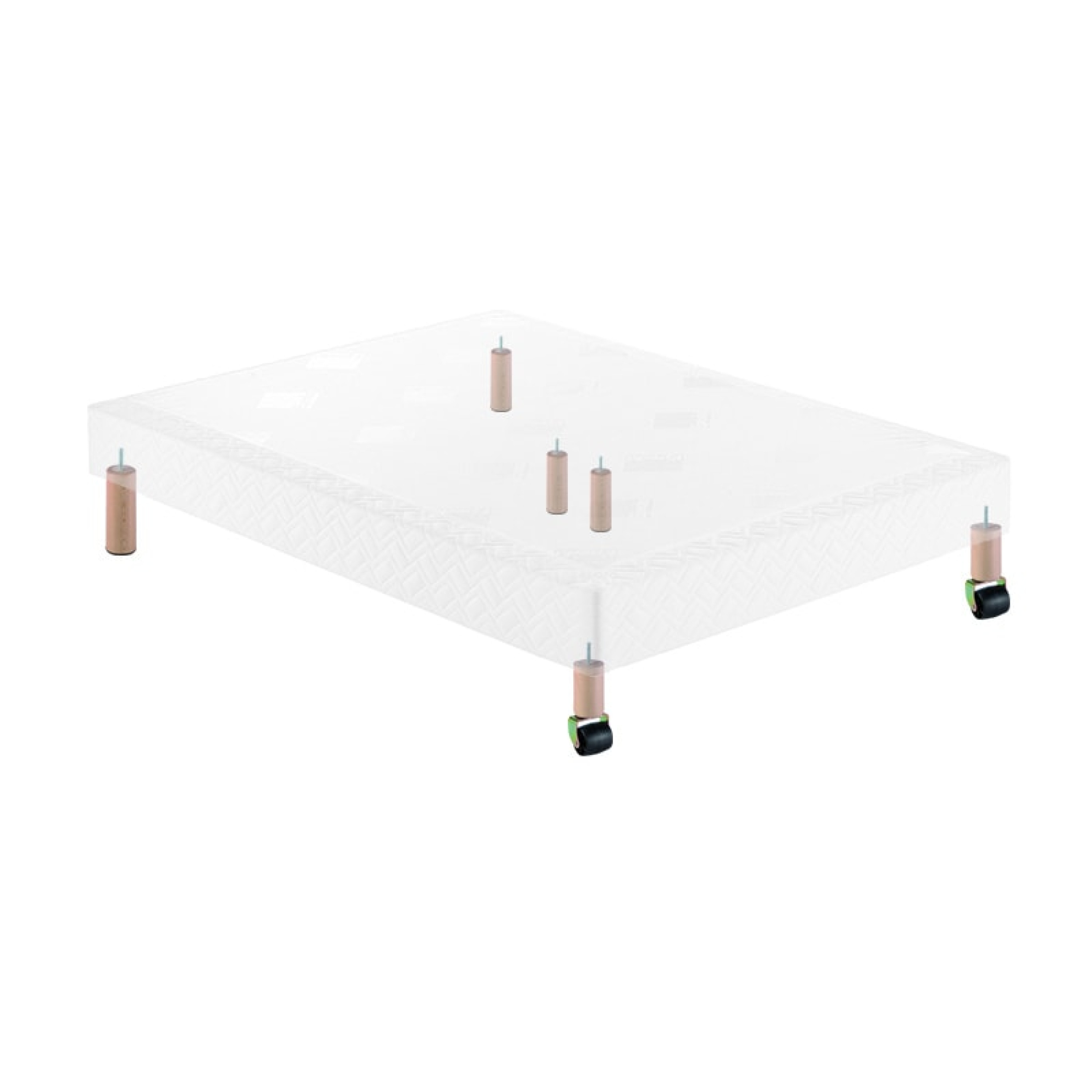 Lot de pieds de sommier cylindriques avec roulettes - FBF