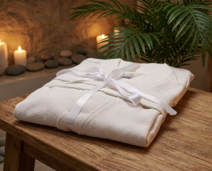 PEIGNOIR COL KIMONO NID D ABEILLE - HOTELLERIE 5 ETOILES