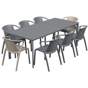 Salon de jardin table meet + 8 fauteuils Fado empilables - Ezpeleta