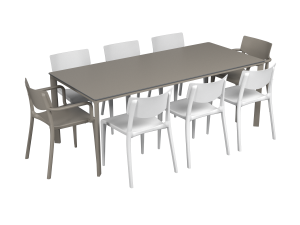 Salon de jardin table meet + 6 chaises Town + 2 fauteuils Town - Ezpeleta