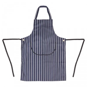 Tablier bavette avec pochette rayé bleu marine / blanc - CHEFWORKS