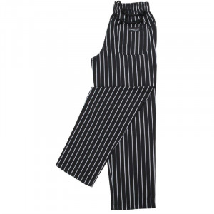 PANTALON DE CUISINE BAGGY RAYÉ NOIR ET BLANC - CHEF WORKS