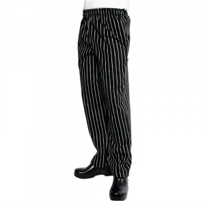 PANTALON DE CUISINE BAGGY RAYÉ NOIR ET BLANC - CHEF WORKS