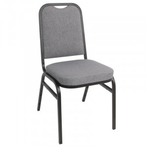 Chaise de banquet avec dossier carré et tissu gris - Lot de 4