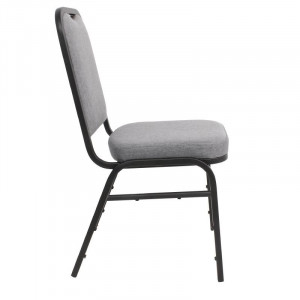 Chaise de banquet avec dossier carré et tissu gris - Lot de 4