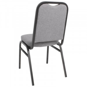 Chaise de banquet avec dossier carré et tissu gris - Lot de 4
